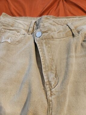 Beige High-Waist Casual Jeans